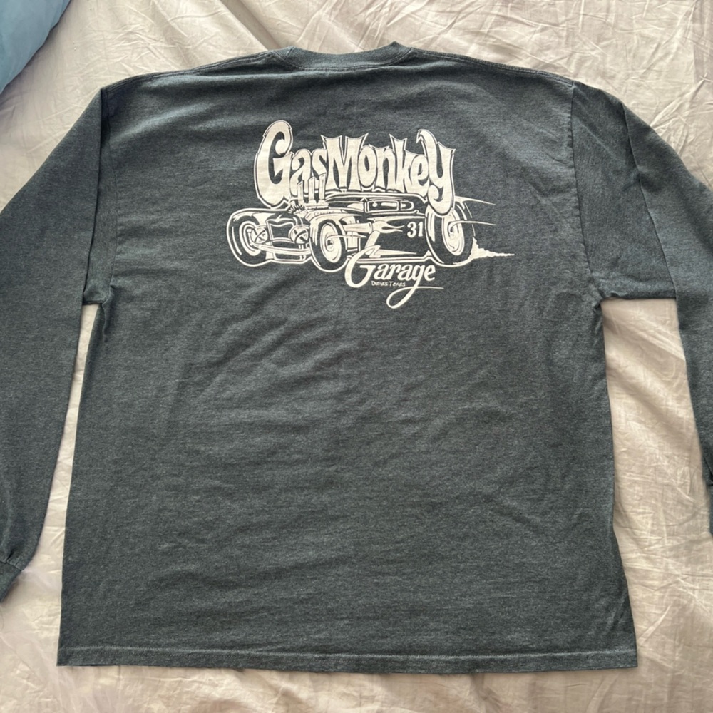 Gas monkey garage Gray Long Sleeve Tee with White Graphic